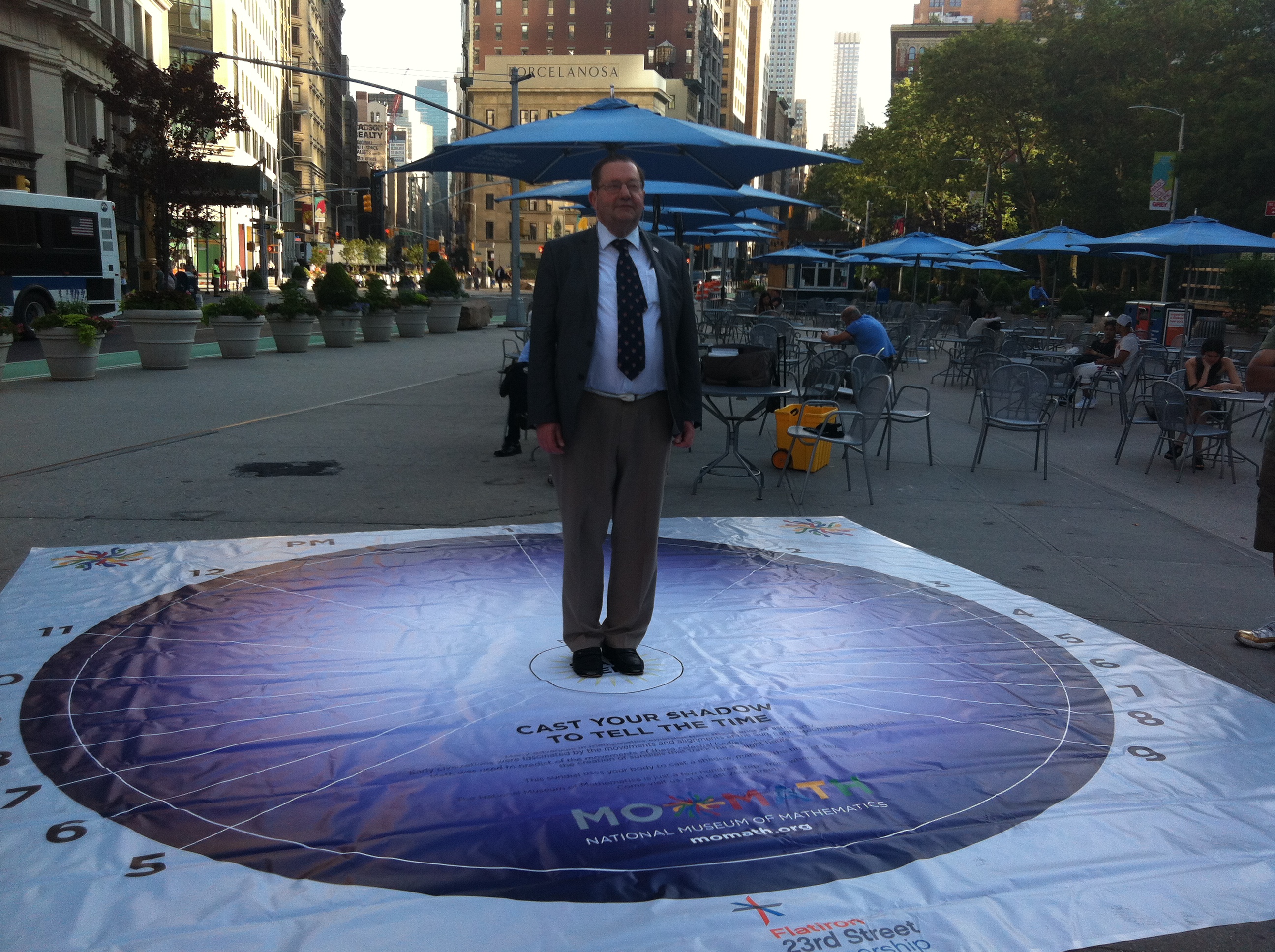 JHD in the centre of a subdial on Flatiron Plaza